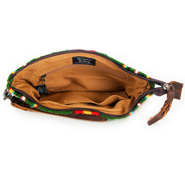 ADBG344 American Darling Western Leather Wristlet Bag with Hand Woven Saddle Blanket
