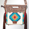 ADBG496 American Darling Hand Tooled Floral & Hand Woven Saddle Blanket Western Clutch Bag
