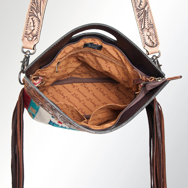 ADBG496 American Darling Hand Tooled Floral & Hand Woven Saddle Blanket Western Clutch Bag