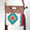 ADBG496 American Darling Hand Tooled Floral & Hand Woven Saddle Blanket Western Clutch Bag