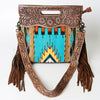 ADBG496 American Darling Hand Tooled Floral & Hand Woven Saddle Blanket Western Clutch Bag