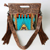 ADBG496 American Darling Hand Tooled Floral & Hand Woven Saddle Blanket Western Clutch Bag