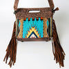 ADBG496 American Darling Hand Tooled Floral & Hand Woven Saddle Blanket Western Clutch Bag