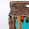 ADBG496 American Darling Hand Tooled Floral & Hand Woven Saddle Blanket Western Clutch Bag