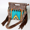 ADBG496 American Darling Hand Tooled Floral & Hand Woven Saddle Blanket Western Clutch Bag