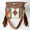 ADBG496 American Darling Hand Tooled Floral & Hand Woven Saddle Blanket Western Clutch Bag
