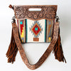 ADBG496 American Darling Hand Tooled Floral & Hand Woven Saddle Blanket Western Clutch Bag