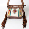 ADBG496 American Darling Hand Tooled Floral & Hand Woven Saddle Blanket Western Clutch Bag