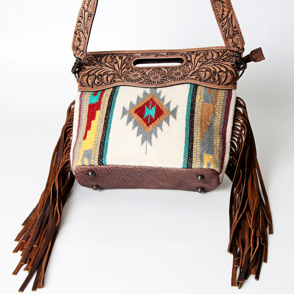 ADBG496 American Darling Hand Tooled Floral & Hand Woven Saddle Blanket Western Clutch Bag