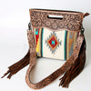 ADBG496 American Darling Hand Tooled Floral & Hand Woven Saddle Blanket Western Clutch Bag