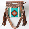 ADBG496 American Darling Hand Tooled Floral & Hand Woven Saddle Blanket Western Clutch Bag