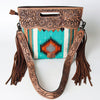ADBG496 American Darling Hand Tooled Floral & Hand Woven Saddle Blanket Western Clutch Bag