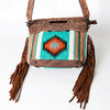ADBG496 American Darling Hand Tooled Floral & Hand Woven Saddle Blanket Western Clutch Bag