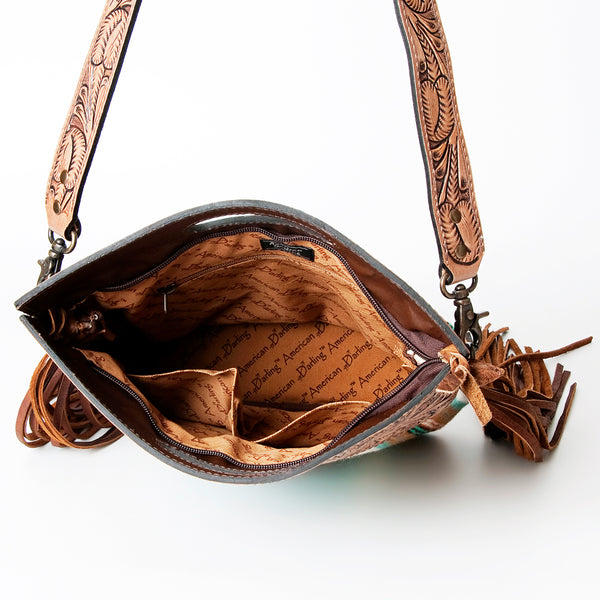 ADBG496 American Darling Hand Tooled Floral & Hand Woven Saddle Blanket Western Clutch Bag