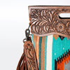 ADBG496 American Darling Hand Tooled Floral & Hand Woven Saddle Blanket Western Clutch Bag