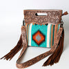 ADBG496 American Darling Hand Tooled Floral & Hand Woven Saddle Blanket Western Clutch Bag