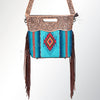 ADBG496 American Darling Hand Tooled Floral & Hand Woven Saddle Blanket Western Clutch Bag