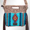 ADBG496 American Darling Hand Tooled Floral & Hand Woven Saddle Blanket Western Clutch Bag