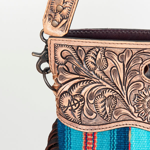 ADBG496 American Darling Hand Tooled Floral & Hand Woven Saddle Blanket Western Clutch Bag
