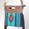 ADBG496 American Darling Hand Tooled Floral & Hand Woven Saddle Blanket Western Clutch Bag