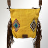 ADBG510 American Darling Tooled Leather & Saddle Blanket Crossbody Bag Western Fringe Purse