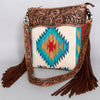 ADBG510 American Darling Signature Cross Body Bag - Hand Tooled Floral Leather & Woven Saddle Blanket