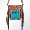 ADBG510 American Darling Signature Cross Body Bag - Hand Tooled Floral Leather & Woven Saddle Blanket