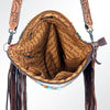 ADBG510 American Darling Signature Cross Body Bag - Hand Tooled Floral Leather & Woven Saddle Blanket