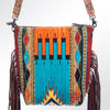 ADBG510 American Darling Signature Cross Body Bag - Hand Tooled Floral Leather & Woven Saddle Blanket