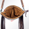 ADBG510 Tooled Leather & Saddle Blanket Crossbody Bag Belle Western Fringe Purse by American Darling