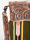 ADBG510 American Darling Tooled Leather & Saddle Blanket Crossbody Bag - Western Fringe Purse