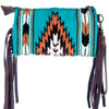 LC-ADBGZ178 Woven Wool & Tooled Leather Wristlet Crossbody with Fringe - Southwestern Style