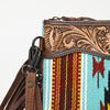 LC-ADBGZ183 Southwestern Wool Crossbody Bag with Tooled Leather & Fringe - Western Style Purse