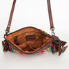 LC-ADBGZ183 Southwestern Wool Crossbody Bag with Tooled Leather & Fringe - Western Style Purse