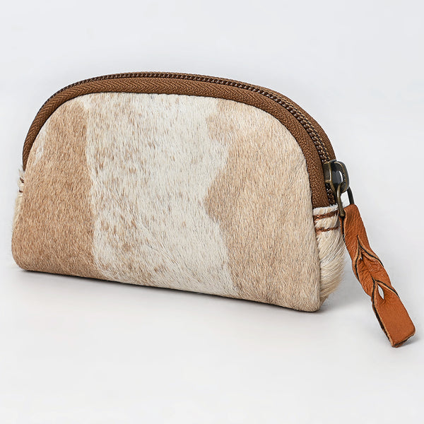 ADBG444 Hair-On Cowhide Leather Coin Purse Western Mini Zip Wallet