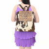 LC-ADBGZ102 Cowhide Backpack with Floral Tooled Leather Flap - Western Chic
