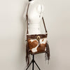 ADBGI102 Studded Leather Fringe Crossbody Bucket Bag - Western Cowhide Style