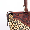 ADBGI105 Western Tote Bag - Genuine Leather & Hair-On Hide with Tooled Detailing