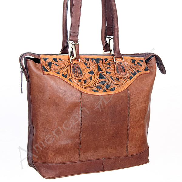 LC-ADBGI105C Tote Hand Tooled Genuine Western Leather Women Bag