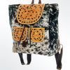 ADBGI110 Tooled Leather Western Backpack - Hair-On Hide with Floral Carving