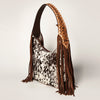 ADBGI112 Sage Western Hobo Bag - Genuine Leather with Tan Hair-On Hide & Tooled Strap
