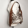 ADBGI112 Sage Western Hobo Bag - Genuine Leather with Tan Hair-On Hide & Tooled Strap