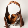 ADBGI112 Sage Western Hobo Bag - Genuine Leather with Tan Hair-On Hide & Tooled Strap