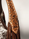 ADBGI112 Sage Western Hobo Bag - Genuine Leather with Tan Hair-On Hide & Tooled Strap