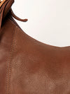 LC-ADBGI112 Western Leather Hobo Bag - Genuine Solid Brown with Tooled Strap & Fringe