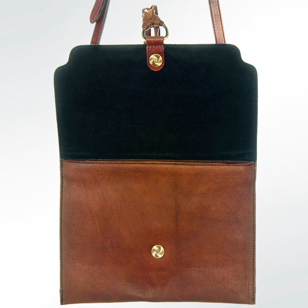 LC-ADBGI115 Hand-Tooled Leather Coin Purse - Western Mini Crossbody with Floral Flap & Fringe