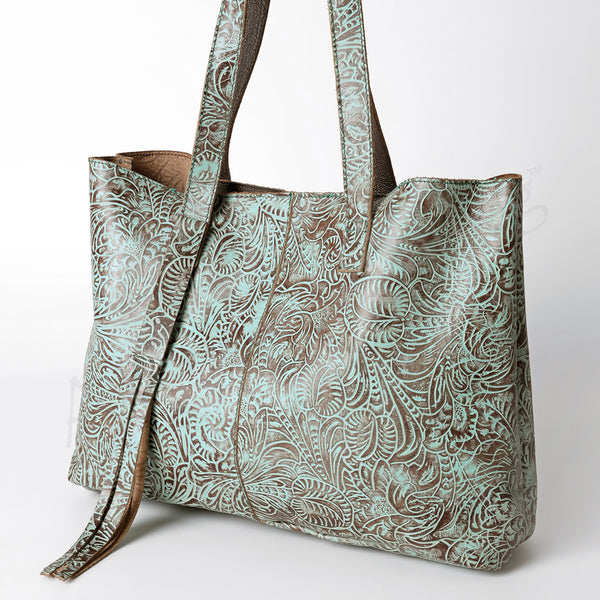 LC-ADBGZ208TRQ Tote Embossed Genuine Western Leather Women Bag