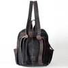 LC-ADBGZ214F12 Black Leather Backpack with Sunrise Aztec Wool Design - Handcrafted Western Daypack
