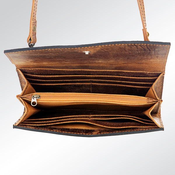 ADBG518 American Darling Hand Tooled Floral Leather Western Crossbody Bag