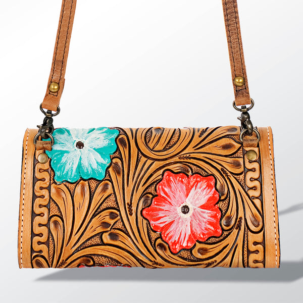 ADBG518 American Darling Hand Tooled Floral Leather Western Crossbody Bag